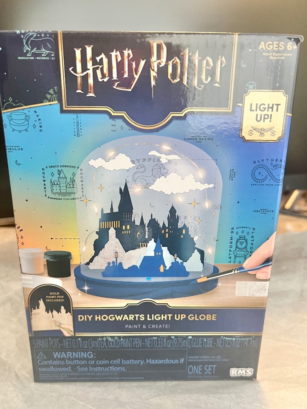 Warner Bros. Harry Potter DIY Hogwarts Light-Up Globe - Blue, Gold, Black